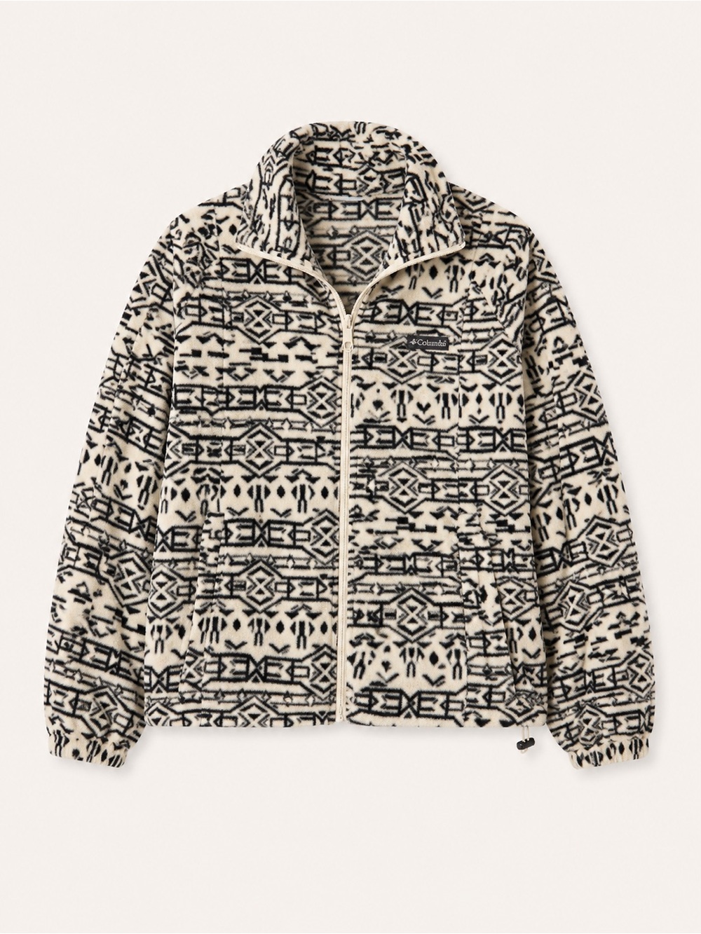 Columbia Black & Cream Aztec Print Fleece Jacket – Size Medium